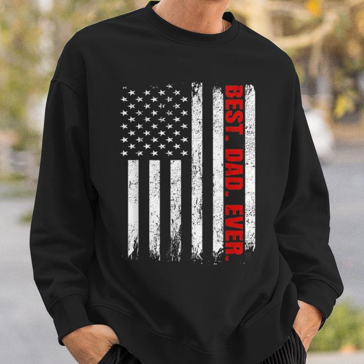 Best Dad Ever Usa Flag Fathers Day Firefighter Red Line Sweatshirt Gifts for Him