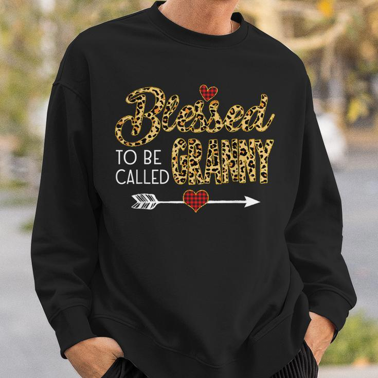 Blessed To Be Called Granny Leopart Red Plaid Buffalo Xmas Sweatshirt Gifts for Him