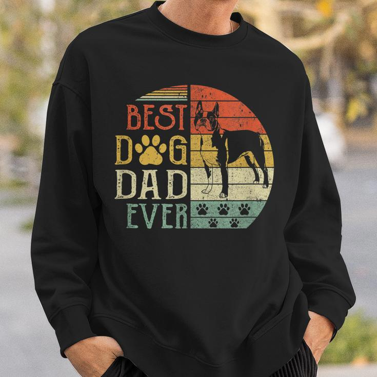 Boston Terrier Best Dog Dad Ever Vintage Fathers Day Retro Sweatshirt Gifts for Him