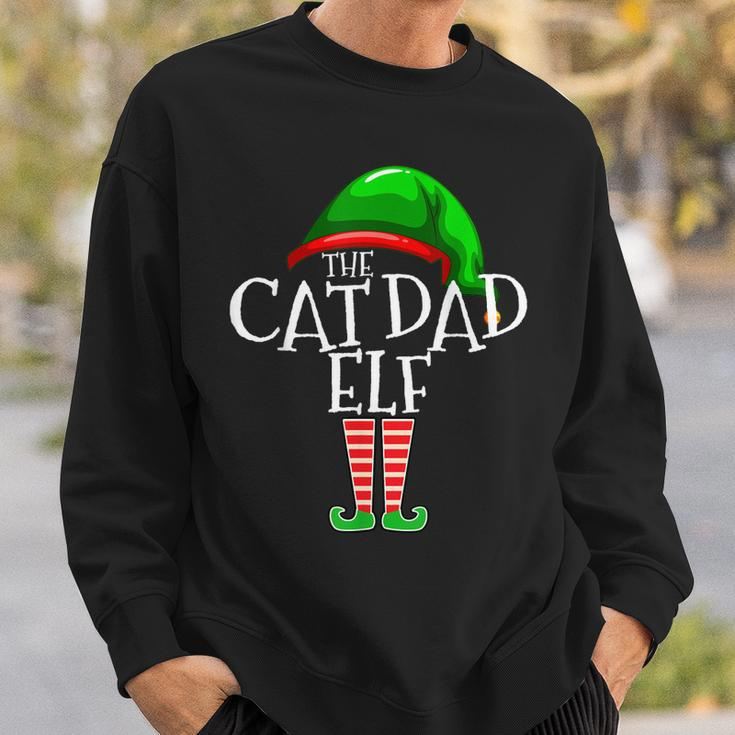 Cat Dad Elf Group Matching Family Christmas Gift Daddy Men Men Women Sweatshirt Graphic Print Unisex Gifts for Him