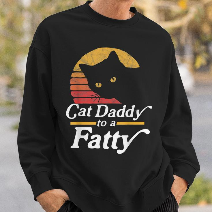 Cat Daddy To A Fatty Funny Vintage 80S Sunset Fat Chonk Dad V2 Sweatshirt Gifts for Him