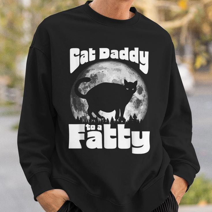 Cat Daddy To A Fatty Funny Vintage Full Moon & Chonk Dad Sweatshirt Gifts for Him