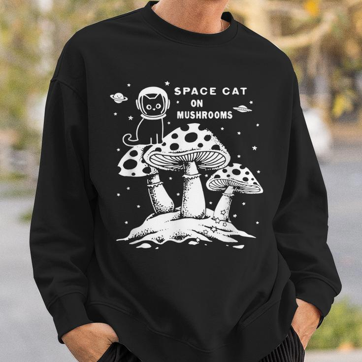 Catronaus Space Cat On Mushrooms Ufo Funny Space Cat Sweatshirt Gifts for Him