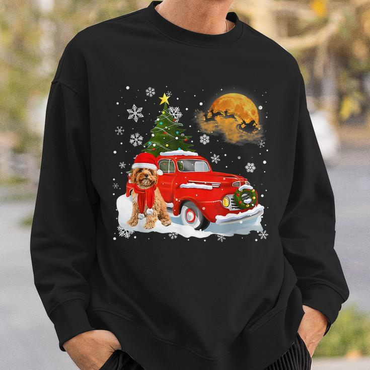 Cavoodle Dog Riding Red Truck Christmas Decorations Men Women Sweatshirt Graphic Print Unisex Gifts for Him
