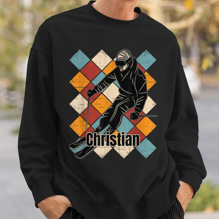 Christian Skipiste Vintage Skifahrer Name Sweatshirt Geschenke für Ihn