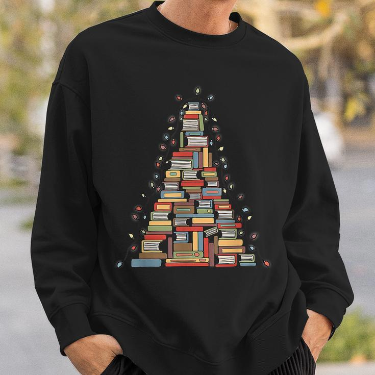 Christmas Library Tree Librarian Book Lover V4 Men Women Sweatshirt Graphic Print Unisex Gifts for Him