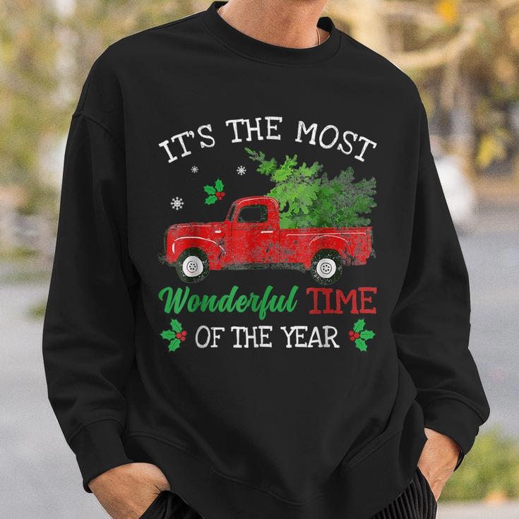 Christmas Red Truck Its The Most Wonderful Time Of The Year Men Women Sweatshirt Graphic Print Unisex Gifts for Him