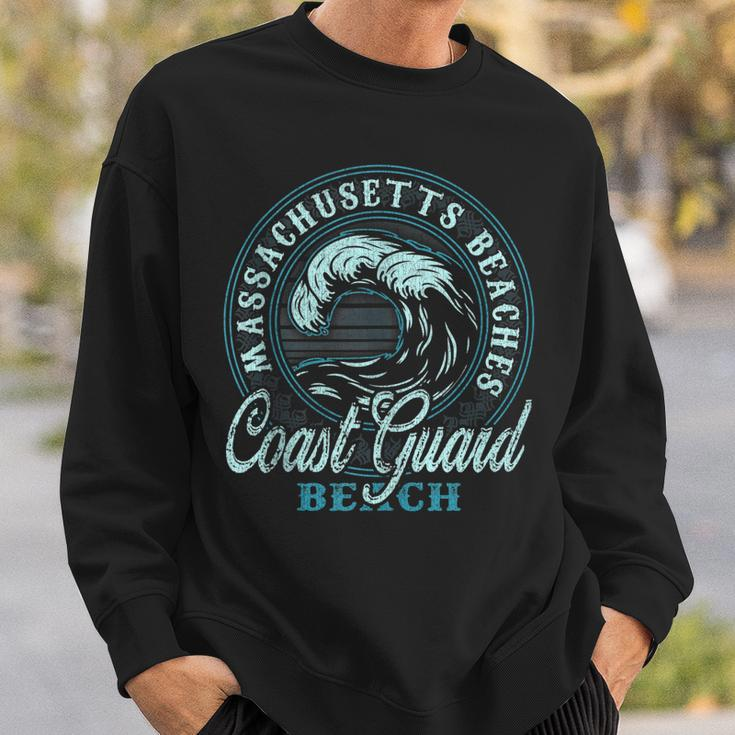Coast Guard Beach Retro Wave Circle Sweatshirt Gifts for Him