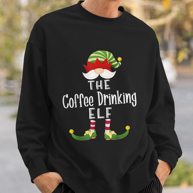 Coffee Drinking Elf Group Christmas Funny Pajama Party Sweatshirt Gifts for Him