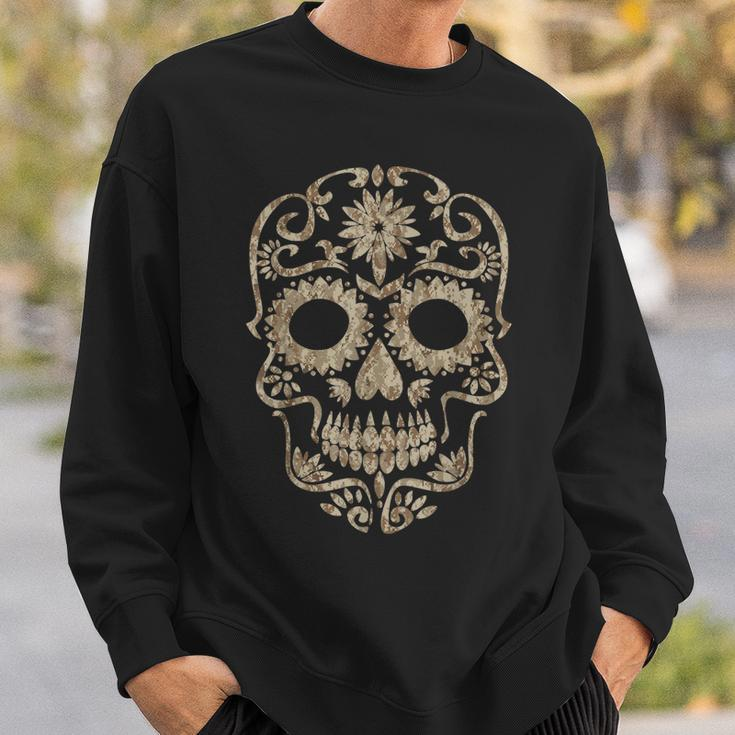 Cool Desert Camo Dia De Los Muertos Sugar Skull Camouflage Sweatshirt Gifts for Him