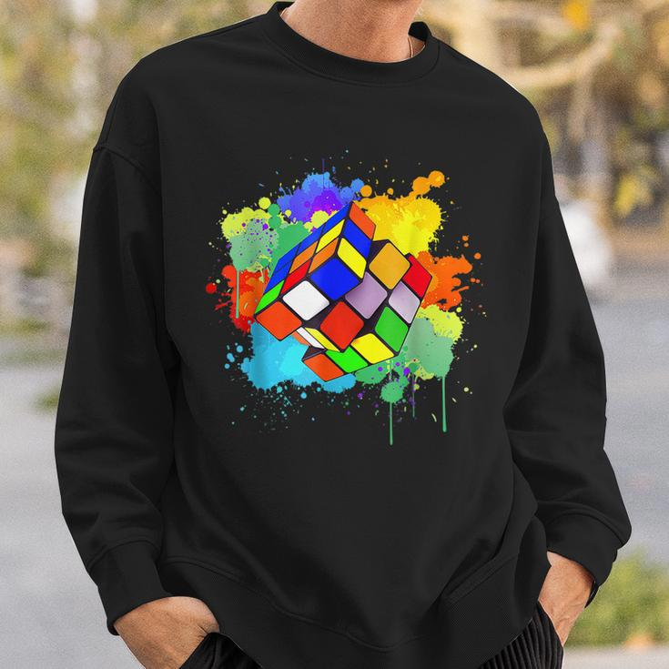 Cool Rubik Rubix Rubics Player Cube Watercolor Lovers Sweatshirt Gifts for Him