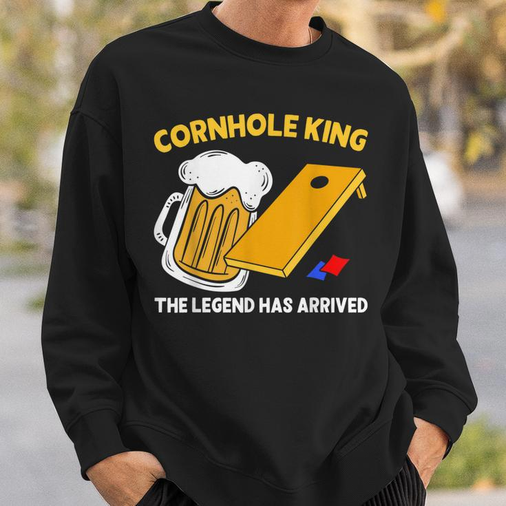 Cornhole King The Legend Has Arrived Drinking Beer Bean Bag Sweatshirt Gifts for Him