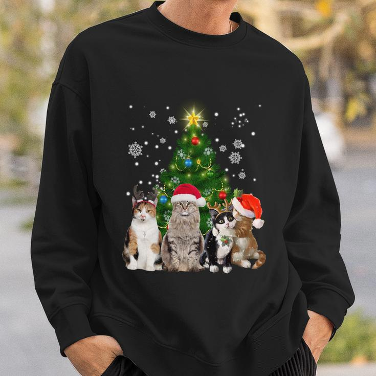 Cute Cat Christmas Tree Cat Lover Xmas Cat Mom Gift Sweatshirt Gifts for Him