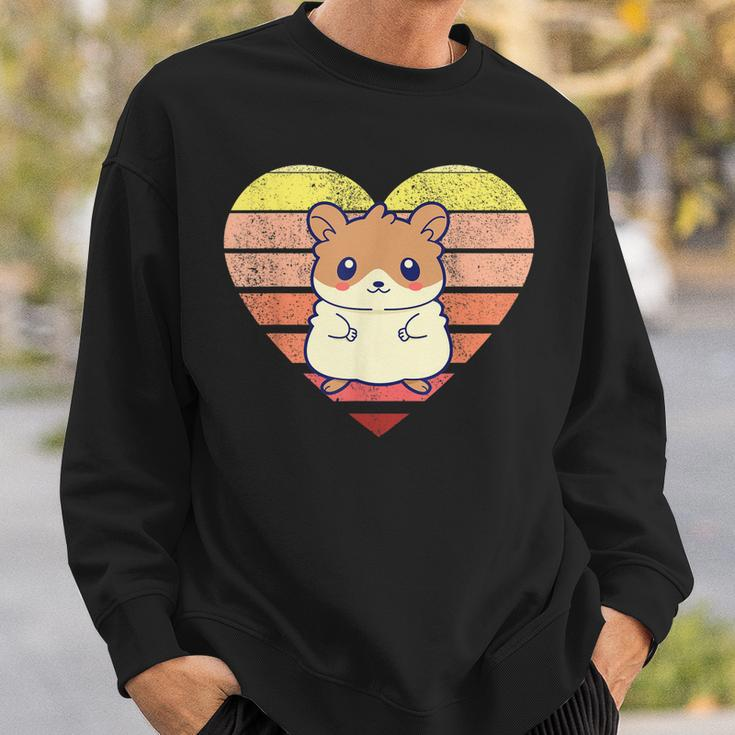 Cute Hamster Design Retro Heart Shape Vintage Sweatshirt Gifts for Him