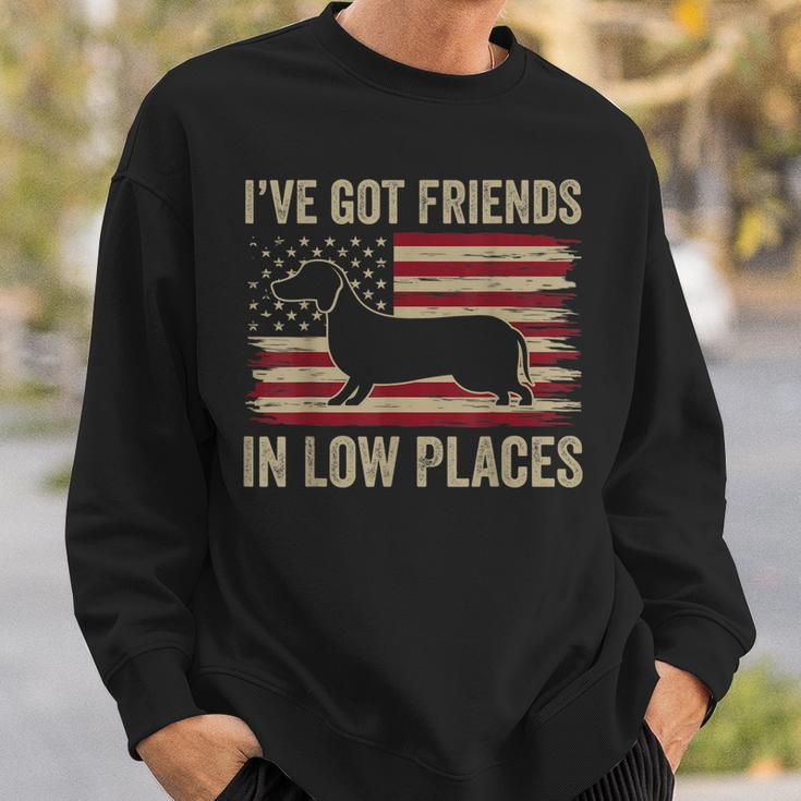 Dachshund Ive Got Friends In Low Places Wiener Dog Vintage Sweatshirt Gifts for Him