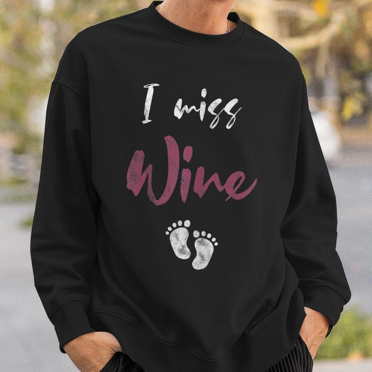 Damen I Miss Wine Ich Vermisse Wein Schwanger Mama Schwangerschaft Sweatshirt Geschenke für Ihn