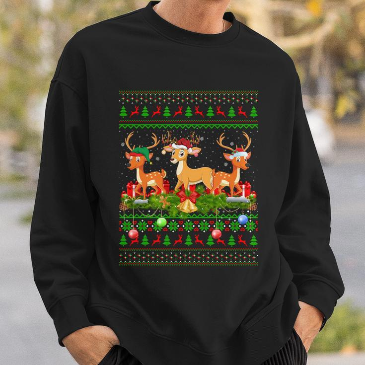 Deer Lover Xmas Lighting Santa Ugly Deer Christmas Funny Gift Sweatshirt Gifts for Him