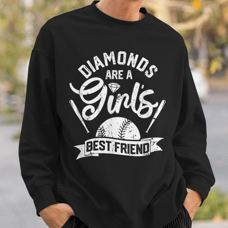 Diamonds Are A Girls Best Friend Softball Baseball Girl Love Sweatshirt Gifts for Him