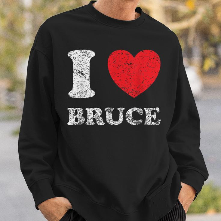 Distressed Grunge Worn Out Style I Love Bruce Sweatshirt Gifts for Him