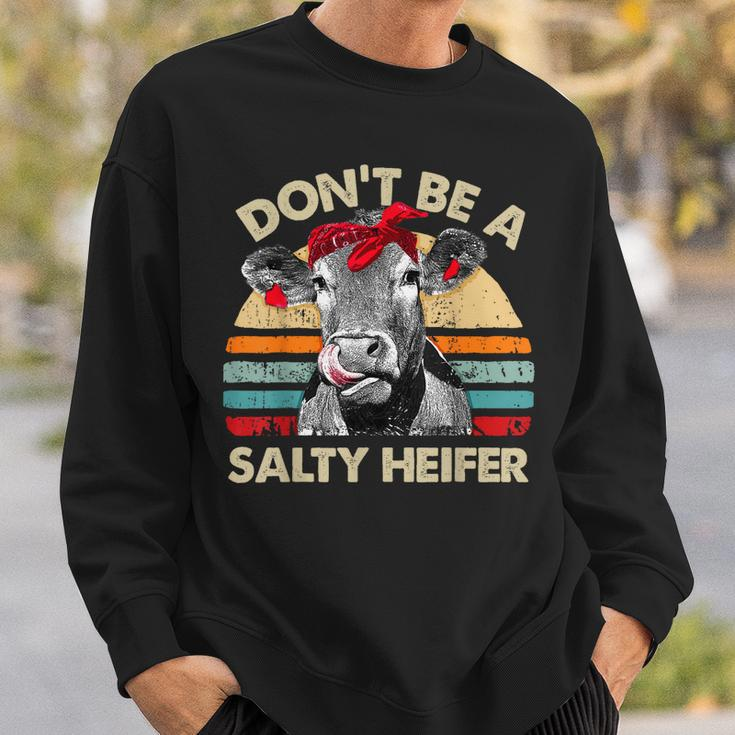 Dont Be A Salty HeiferPun Cows Lover Vintage Farm Sweatshirt Gifts for Him