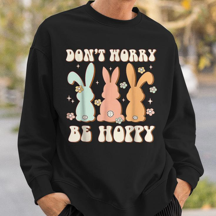 Dont Worry Be Hoppy Rabbit Cute Bunny Flowers Easter Day Sweatshirt Gifts for Him