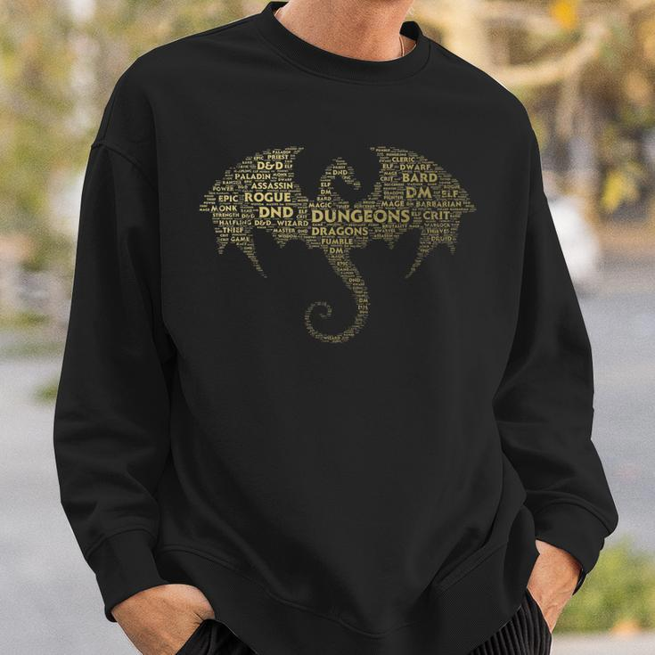 Dragon Word Art | Dungeon Crawler | Rpg Dm Gaming Men Women Sweatshirt Graphic Print Unisex Gifts for Him
