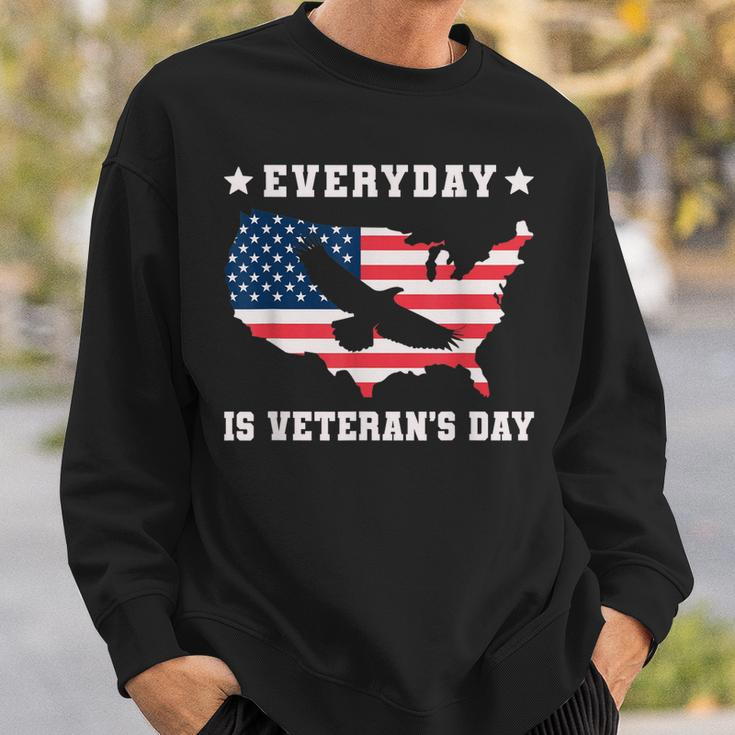 Everyday Is Veterans Day Proud American Flag Men Women Sweatshirt Graphic Print Unisex Gifts for Him