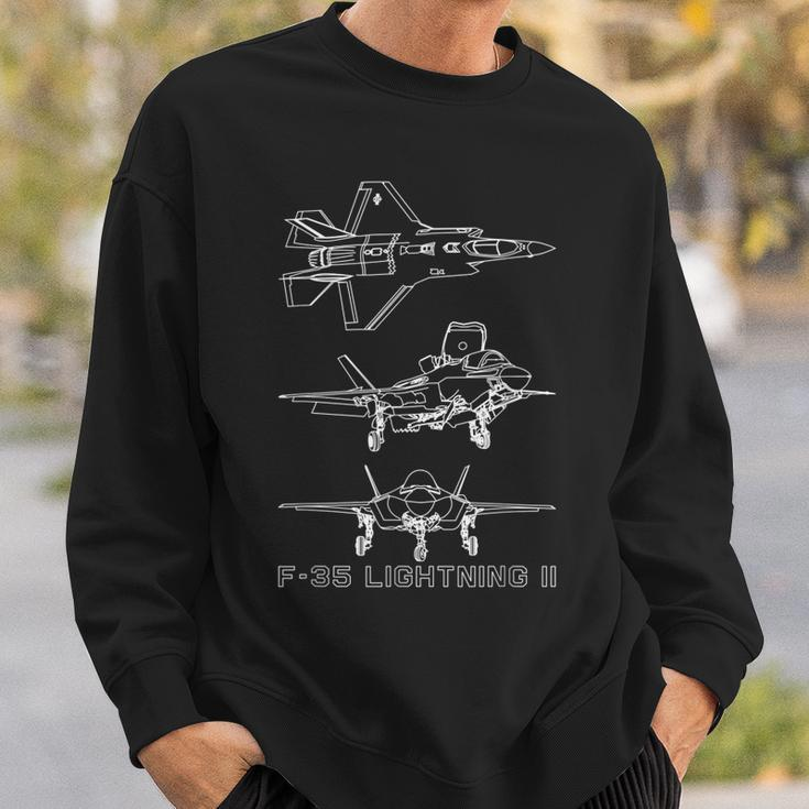 F35 Lightning Ii American Stealth Plane Blueprint Sweatshirt Gifts for Him