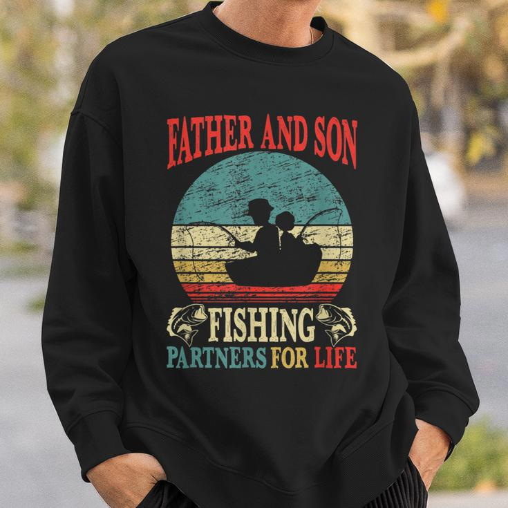 Father Son Fishing Partners For Life Vintage Dad Matching Sweatshirt Gifts for Him
