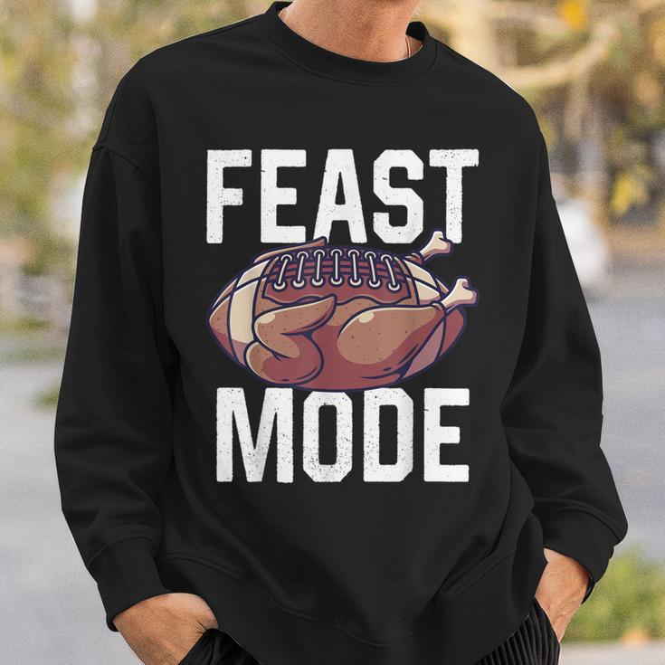 Feast Mode Football Turkey Funny Thanksgiving Day Gift Men Women Sweatshirt Graphic Print Unisex Gifts for Him