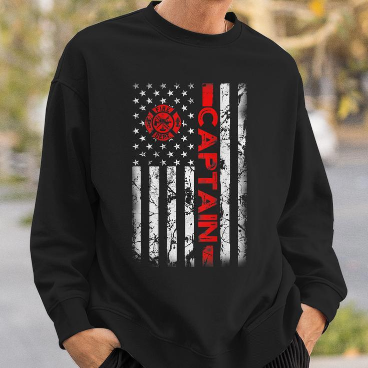 Firefighter Usa Flag Gifts Patriotic Fire Captain Chief Sweatshirt Gifts for Him