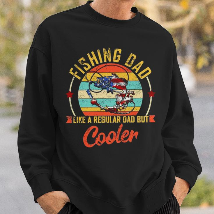 Fishing Dad Like A Regular Dad But Cooler Retro Vintage American Flag Sweatshirt Gifts for Him
