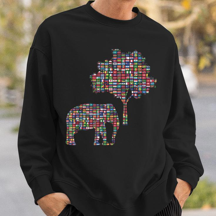 Flags Of The Countries Of The World International Elephant Sweatshirt Gifts for Him