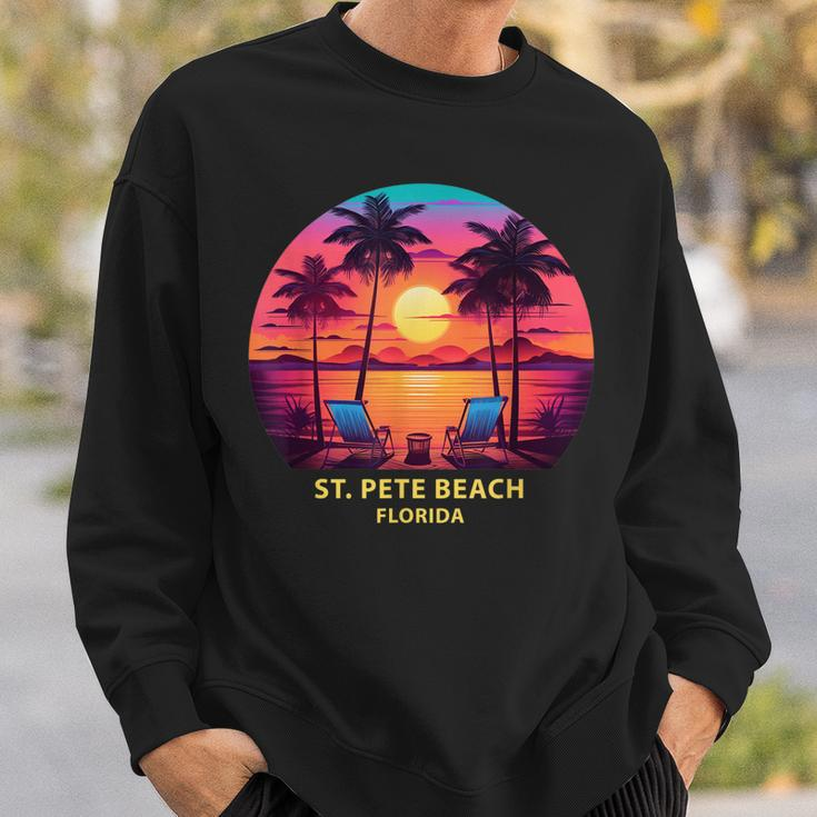 Florida St Pete Beach Colorful Palm Trees Beach Sweatshirt Gifts for Him