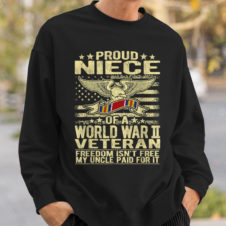 Freedom Isnt Free Proud Niece Of A World War 2 Veteran Gift Men Women Sweatshirt Graphic Print Unisex Gifts for Him