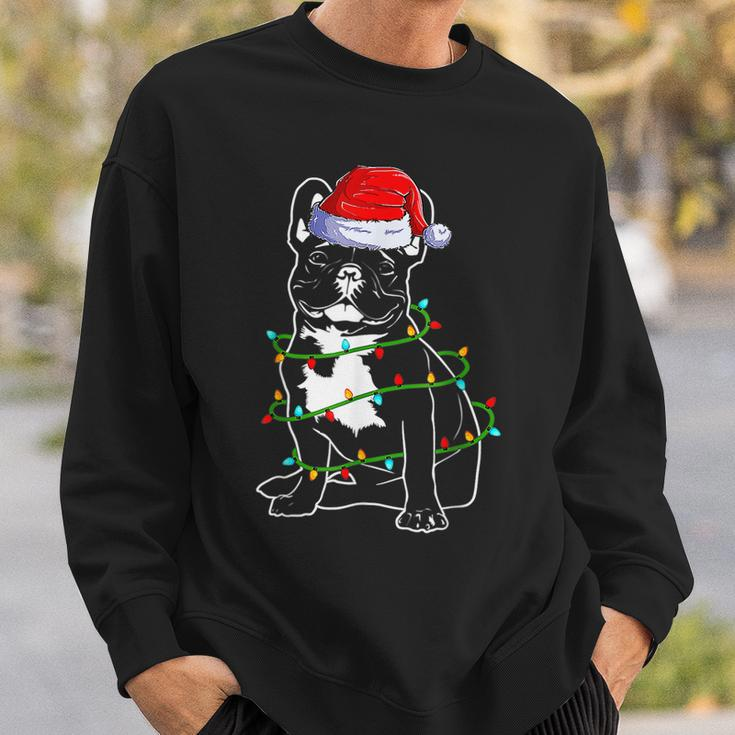 French Bulldog Christmas Dog Mom Dad Christmas Lights Men Women Sweatshirt Graphic Print Unisex Gifts for Him