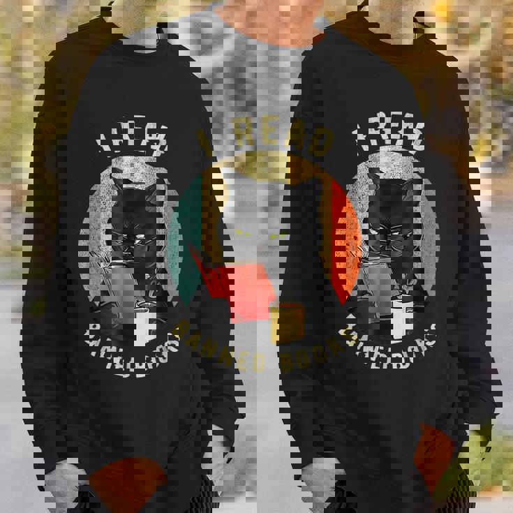 Funny Cat I Read Banned Books Bookworms Loves Reading Books Sweatshirt Gifts for Him