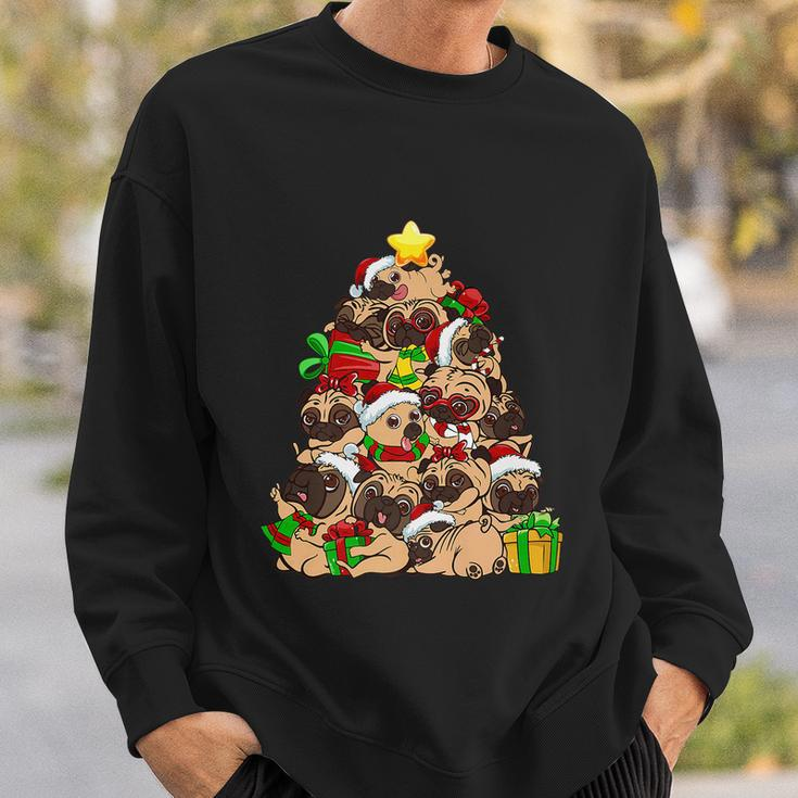 Funny Christmas Pug Pajama Shirt Tree Dog Dad Mom Xmas Sweatshirt Gifts for Him