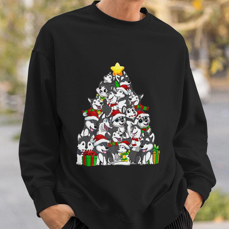 Funny Christmas Siberian Husky Pajama Shirt Tree Dog Xmas Sweatshirt Gifts for Him