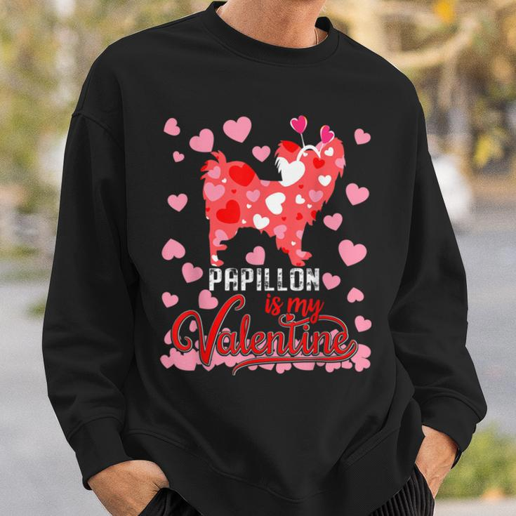 Funny Papillon Is My Valentine Dog Lover Dad Mom Boy Girl Sweatshirt Gifts for Him