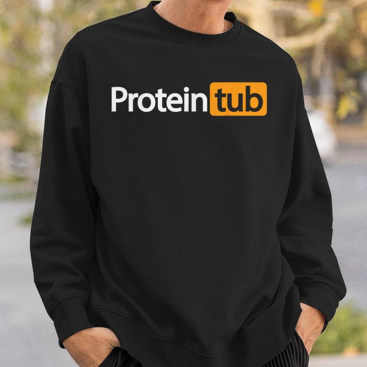 Funny Protein Tub Fun Adult Humor Joke Workout Fitness Gym Sweatshirt Gifts for Him