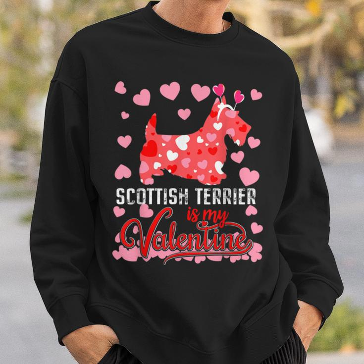 Funny Scottish Terrier Is My Valentine Dog Lover Dad Mom Sweatshirt Gifts for Him