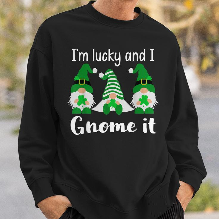 Funny St Patricks Friends Gnomes Im Lucky And I Gnome It Sweatshirt Gifts for Him