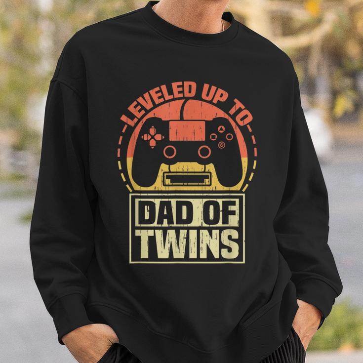 Gamer Dad Fathers Day Leveled Up To Dad Of Twins Vintage Sweatshirt Gifts for Him