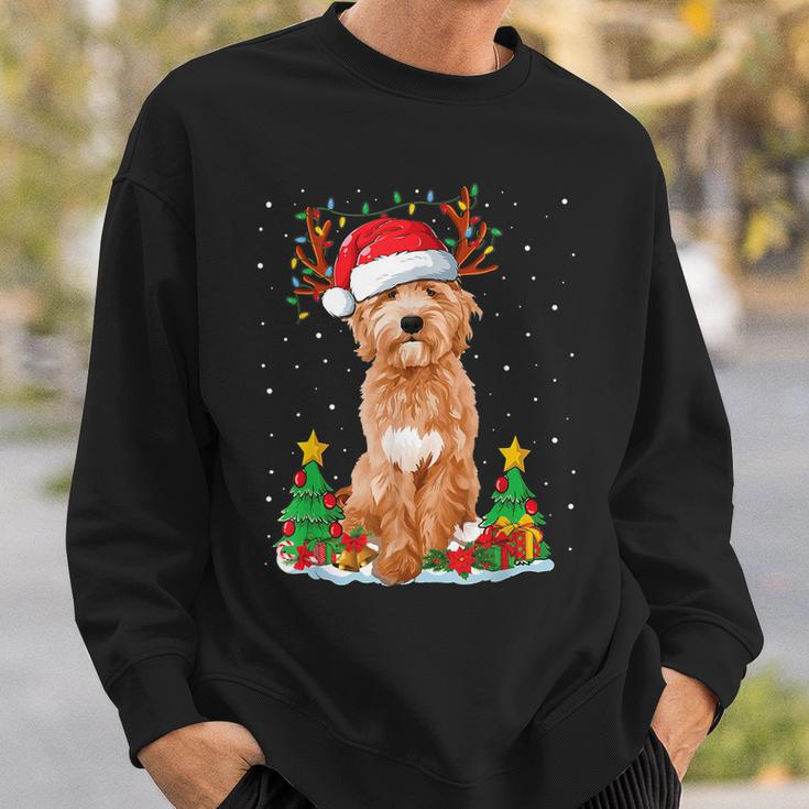 Goldendoodle Christmas Tree Lights Pajama Dog Xmas Men Women Sweatshirt Graphic Print Unisex Gifts for Him