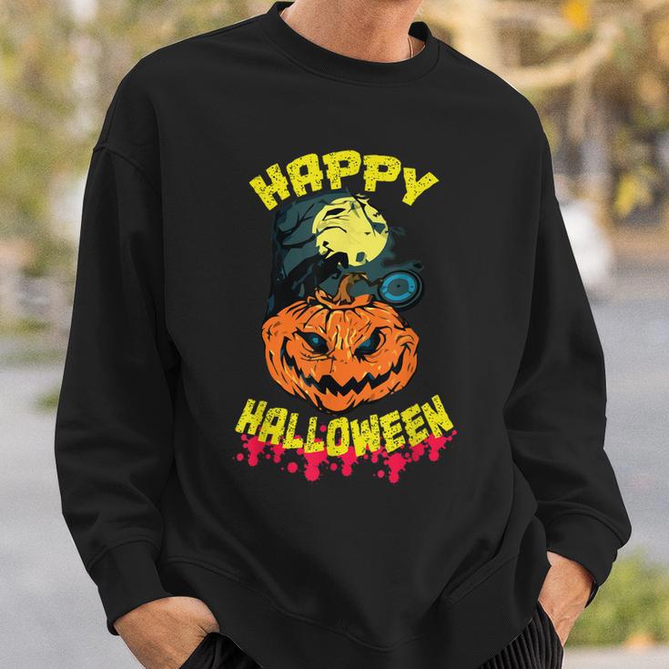 Halloween Grinsender Kürbis Horror Lustiges Spaß Sweatshirt Geschenke für Ihn