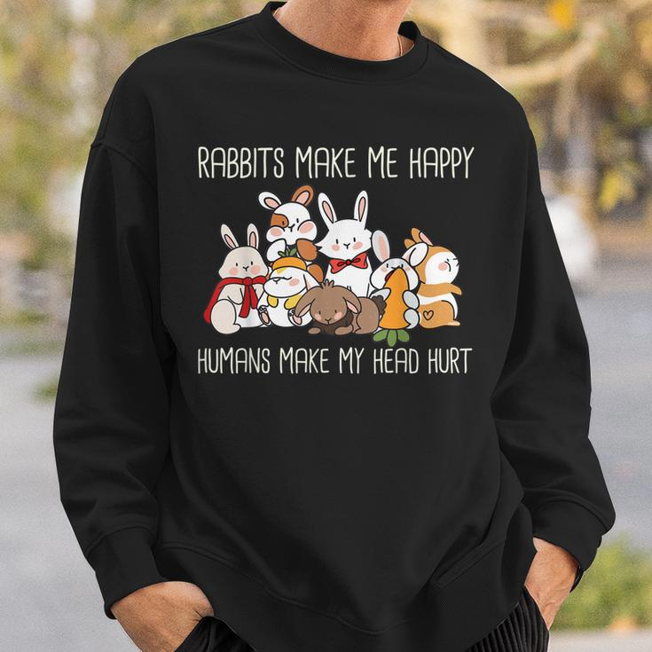Hase Kaninchen Rabbits Make Me Happy Häschen Spruch Sweatshirt Geschenke für Ihn