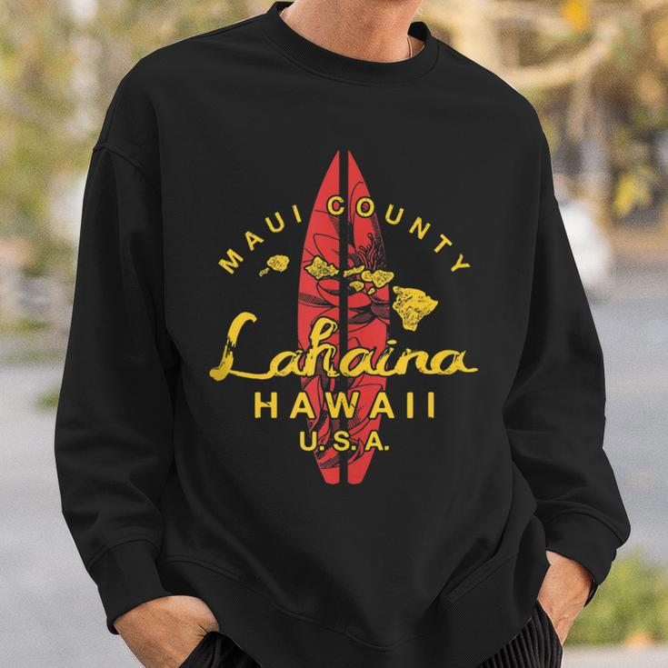 Hawaii Lahaina Maui Vintage Hawaiian Islands Surf Sweatshirt Gifts for Him
