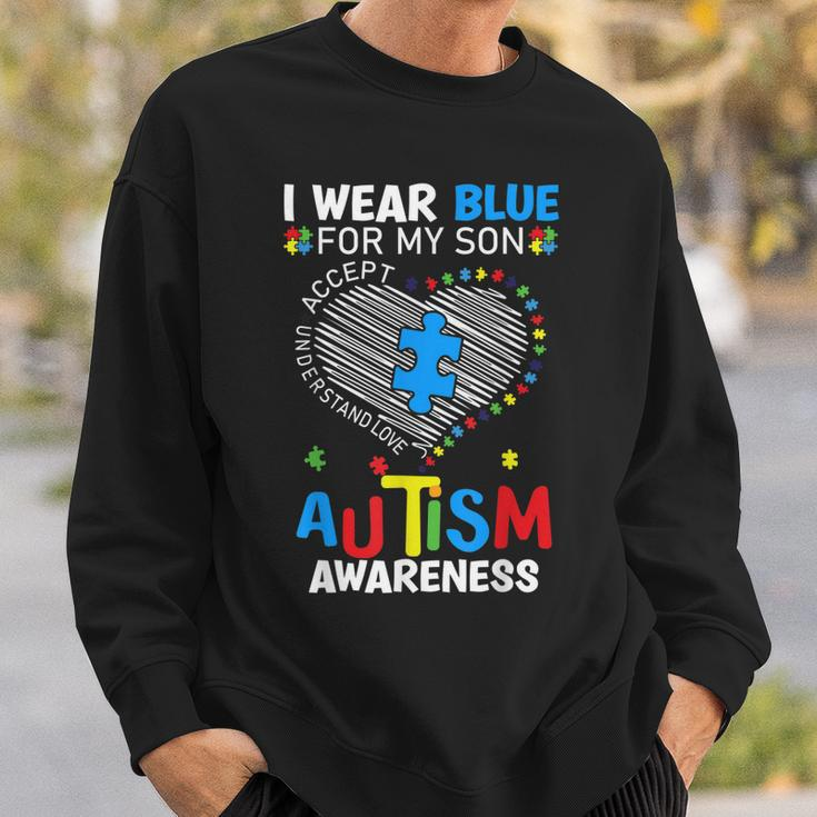 Heart I Wear Blue For My Son Autism Awareness - Love My Son Sweatshirt Gifts for Him