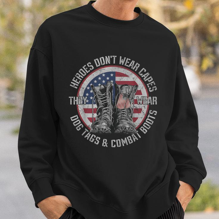 Heroes Dont Wear Capes They Wear Dog Tags & Combat Boots V2 Sweatshirt Gifts for Him